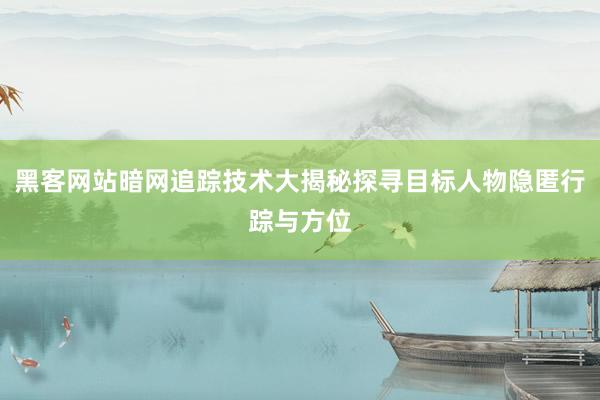 黑客网站暗网追踪技术大揭秘探寻目标人物隐匿行踪与方位
